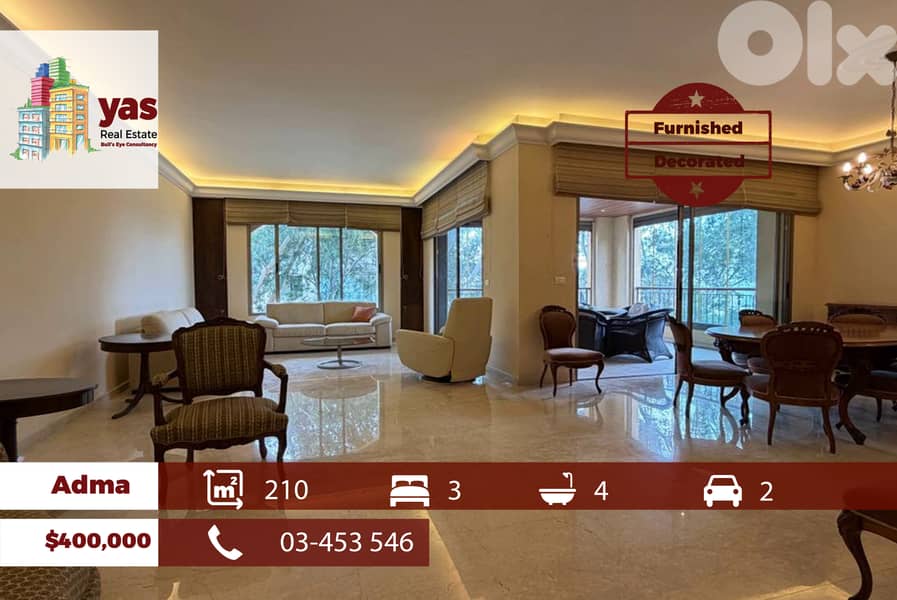 Adma 210m2 | Furnished | Decorated | Luxury | Calm Area | EH 0