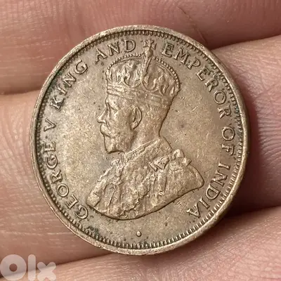 عملة قديمة واحد سنت سريلانكا سنة ١٩٢٨ الملك جورج الخامس