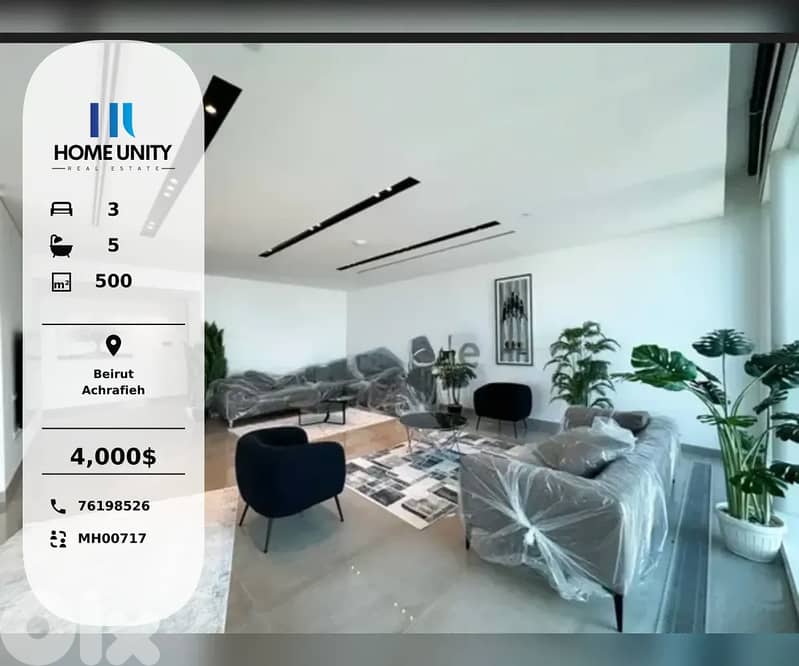 fully furnished , luxurious apartment for rent in beirut - achrafieh 0