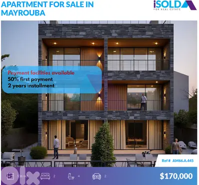 Payment Facilities,2 bedroom apartment+Garden+View 4sale in Mayrouba