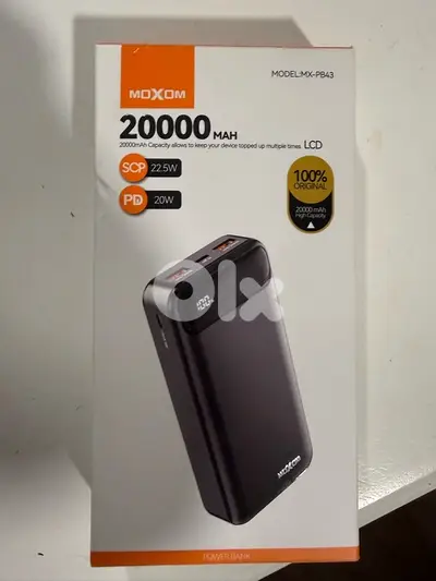 Moxom 20000 mAh PD/SCP power bank, works perfectly