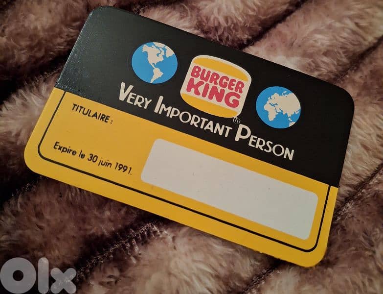 Burger king ticket very important person 1991 0