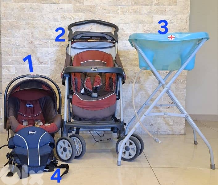 Chicco trolli, car seat, child carrier bath tub. 0