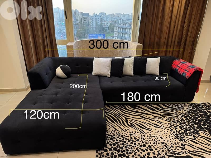 Custom-Made Luxury Black King-Size L-Shape Sofa | Like New 0