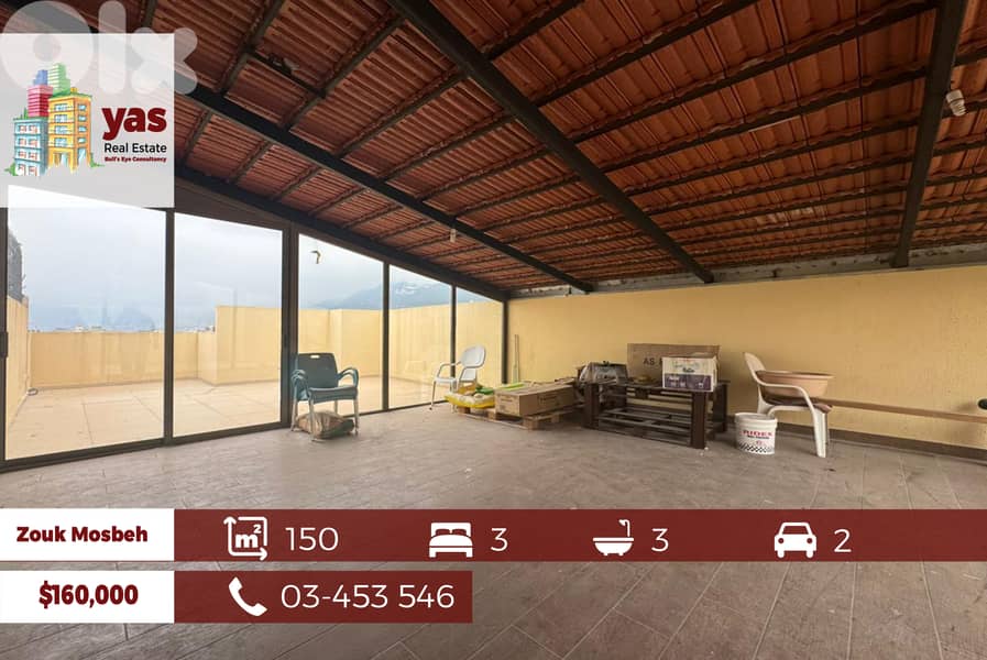 Zouk Mosbeh 150m2 | 135m2 Rooftop Terrace|Open View | Furnished | ELCH 0