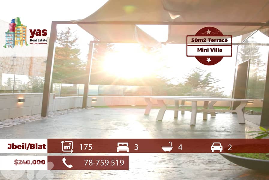 Jbeil/Blat 175m2 | 50m2 Terrace| Panoramic View | Luxury Duplex|ABA/WA 0