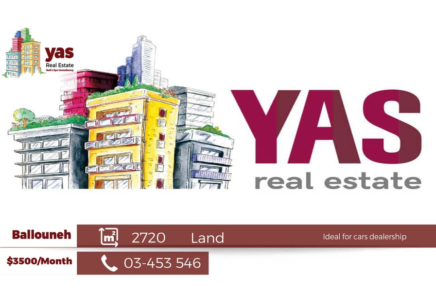 Ballouneh 2720m2 | Prime Land | For Rent | Easy Access | TYT | 0