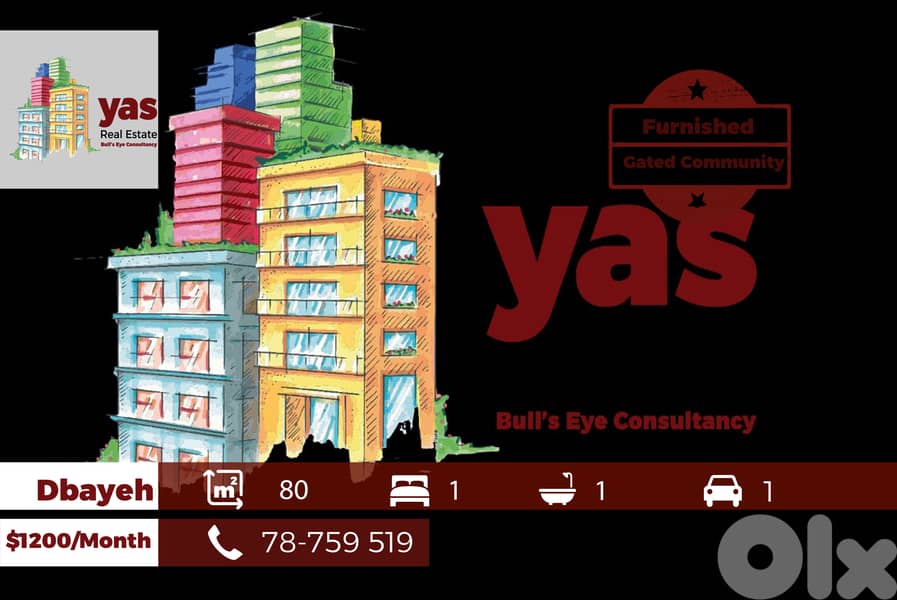 Dbayeh/Waterfront 80m2 | Rent | Furnished | Calm Street | MJ 0