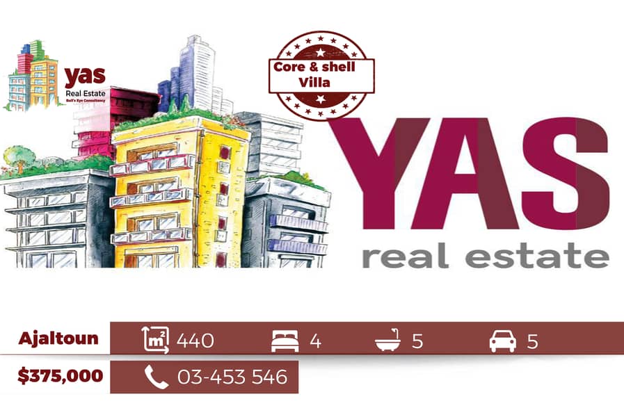 Ajaltoun 440m2 Villa | Core & Shell | Panoramic View | Prime Area | TY 0