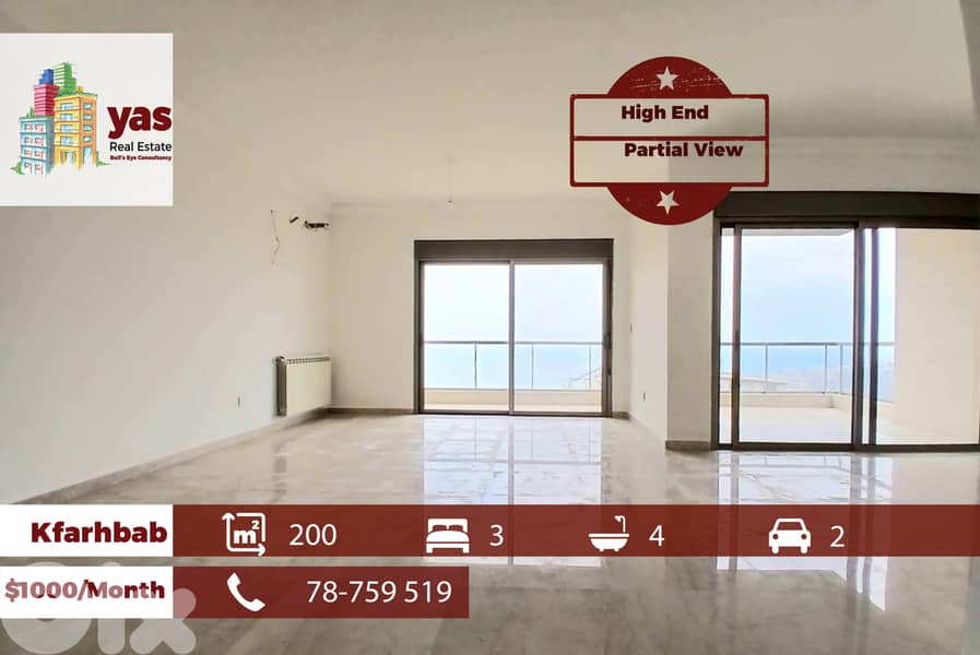 Kfarhbab 200m2 | Rent | High End | Partial View | Quiet Area | IV 0