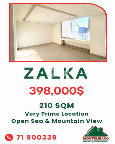 Very Prime Location 210sqm Apartment For Sale in Zalka(زلقا)+Open View