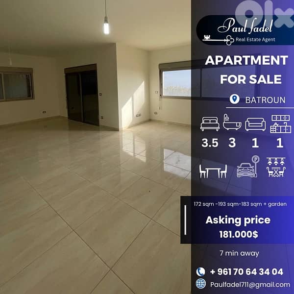 Bright & spacious apartment for sale in Batroun ! 0
