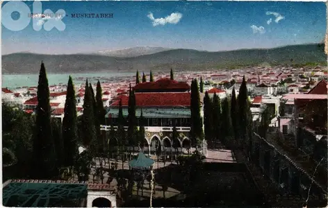 كرت بريدي يعود إلى عام 1921،من تلة المصيطبة وتظهر قصور الأغنياء