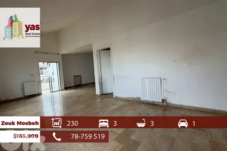 Zouk Mosbeh 230m2 | Well Maintained | Open City View | EL