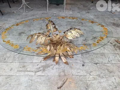 vintage Italian coffee table metal gold leafed