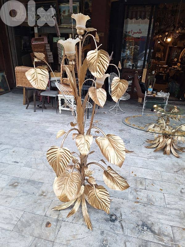 flower lamp Italy metal gold leafed original 0