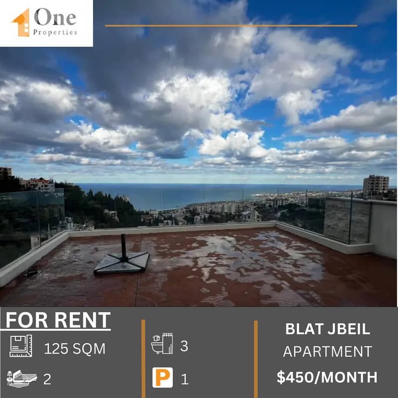 ROOFTOP APARTMENT FOR RENT IN BLAT JBEIL 0