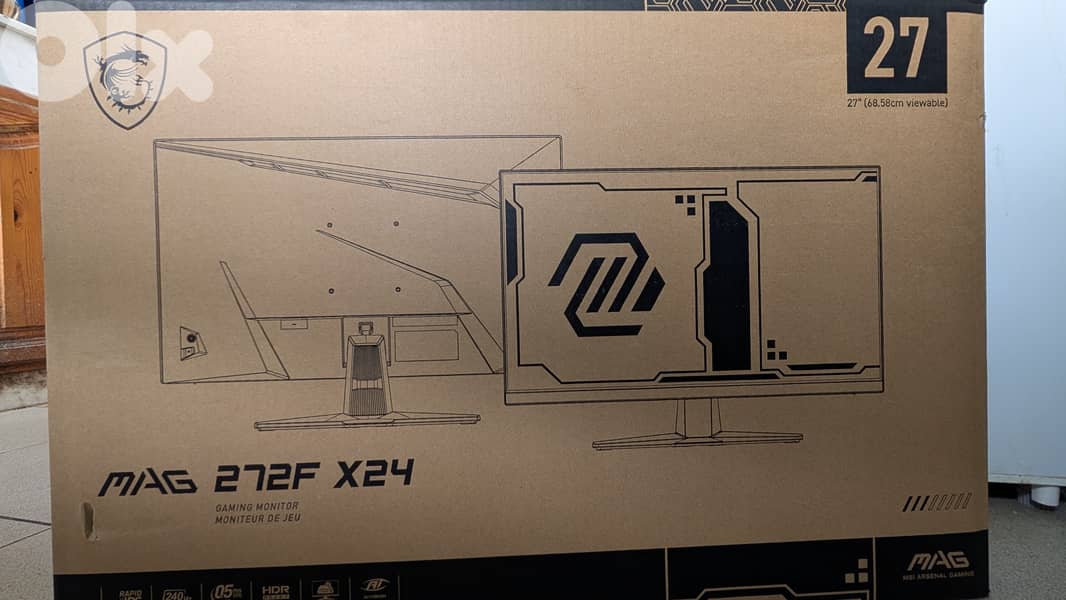 MSI Gaming monitor LCD 27" screen 240hz, 1080p, HDR 10, 0.5ms Gsync 1