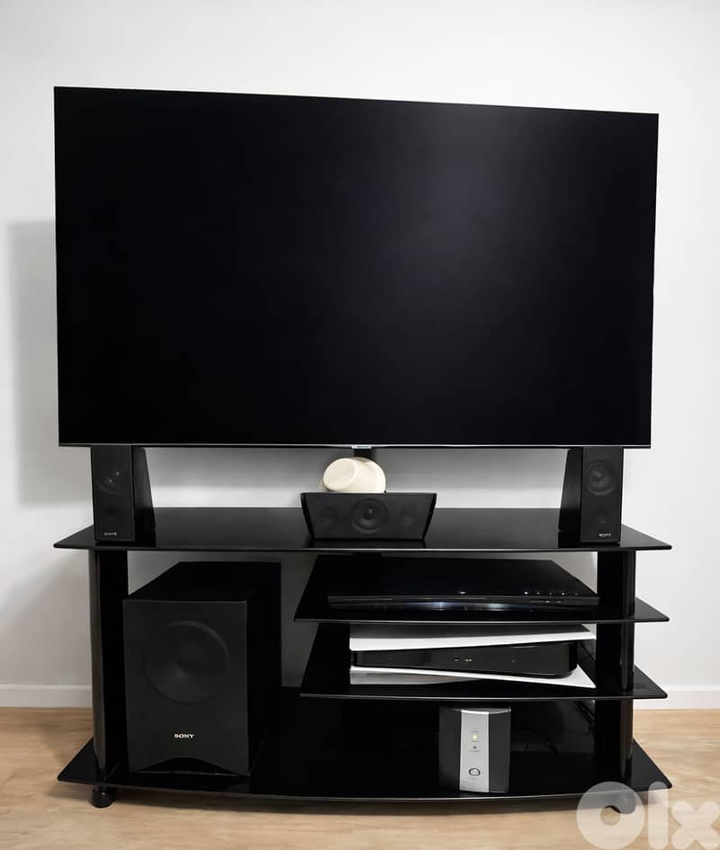Black Ceramic TV Unit / TV Stand – Excellent Condition 0