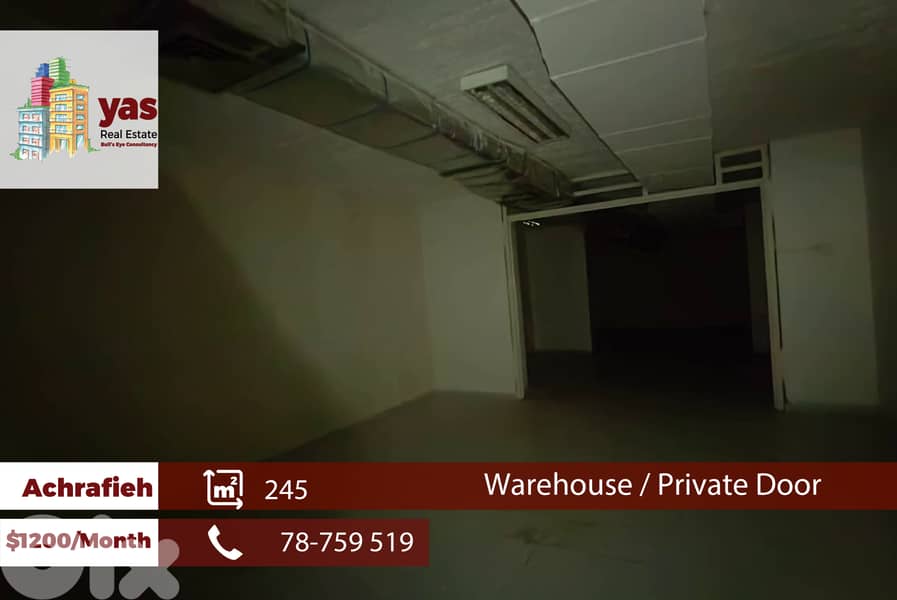 Achrafieh 245m2 | Warehouse | Rent | Private Door | Catch | AA 0