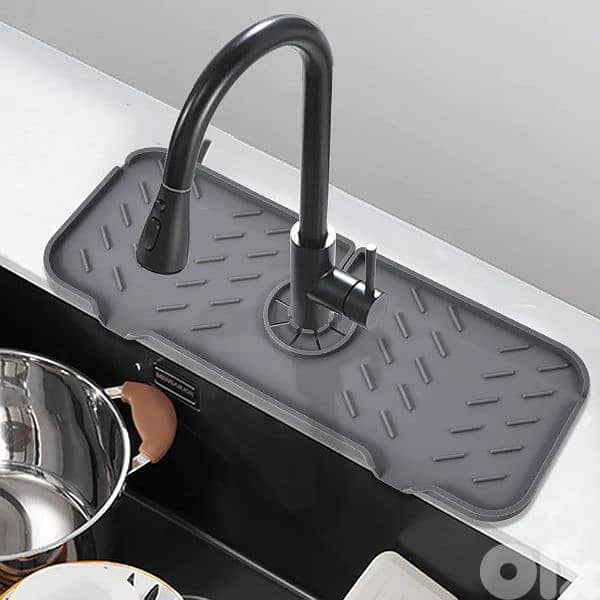 Foldable Silicone Kitchen Faucet Mat Splash-proof Faucet Drain Mat 0
