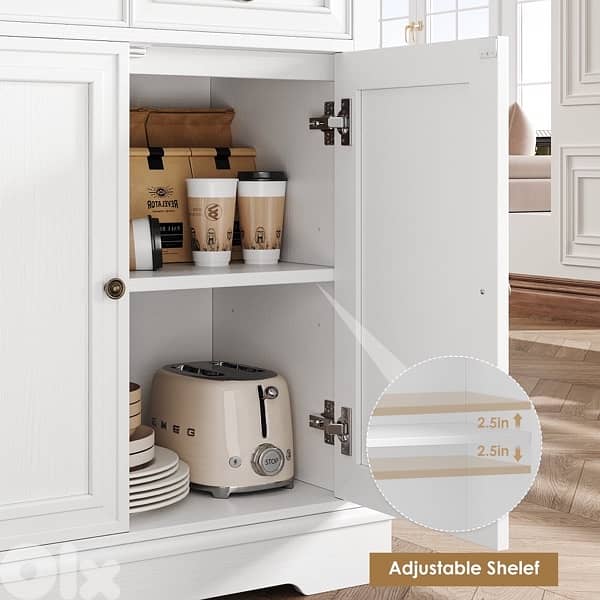 Homfa Buffet Cabinet with Drawers, 53.5”W Sideboard Storage 7