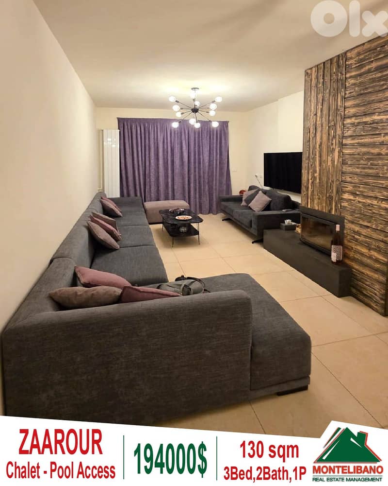 130 sqm Chalet For Sale in Zaarour with Pool & Gym Access 0