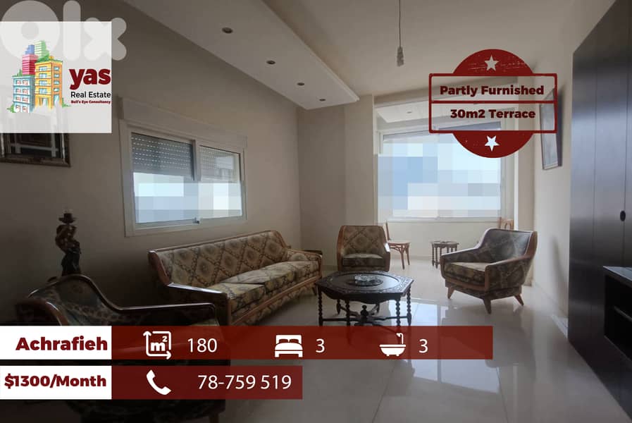 Achrafieh 180m2 | 30m2 Terrace | Rent | Semi Furnished | Catch |AA/EW 0