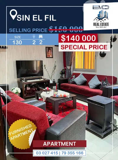 Full renovated Apartment for sale in Sin El Filشقة منفوضة للبيع في سن