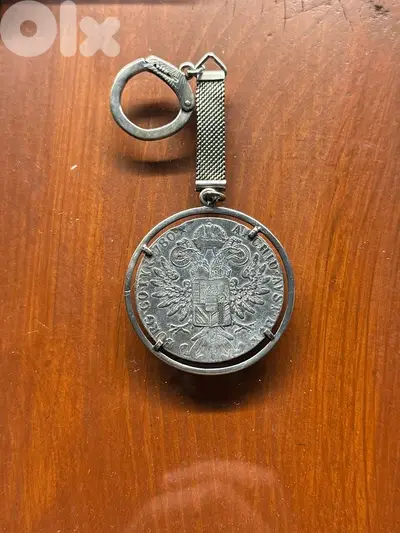 Rare Antique Silver Coin Keychain – Maria Theresa Thaler