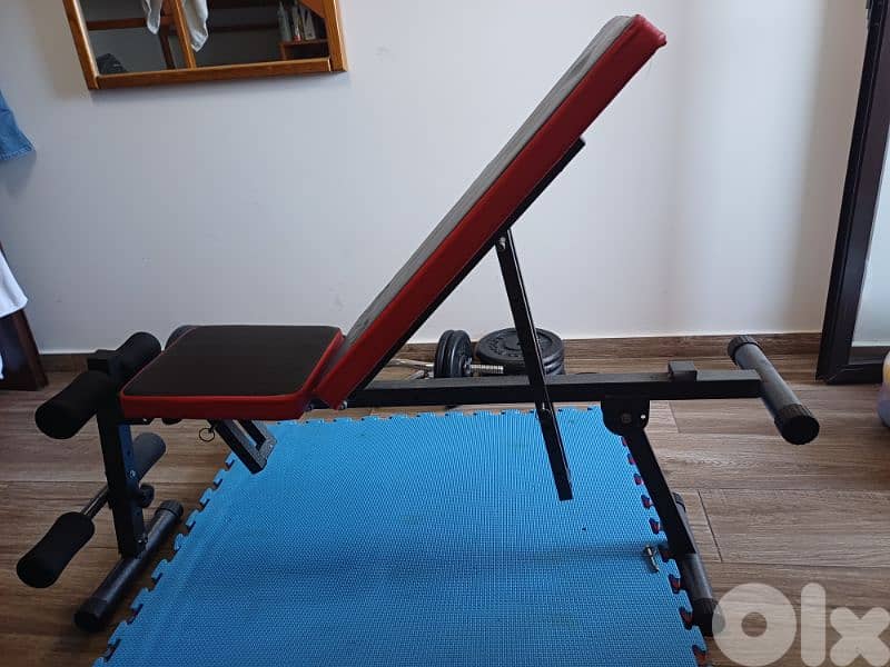 Adjustable Bench+70kg Weights+4 Axes+2 Puzzle Mat Gym Flooring 1mx1m 3