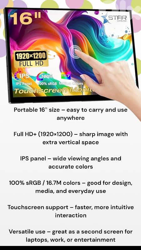 PORTABLE TOUCH SCREEN 16inch 0