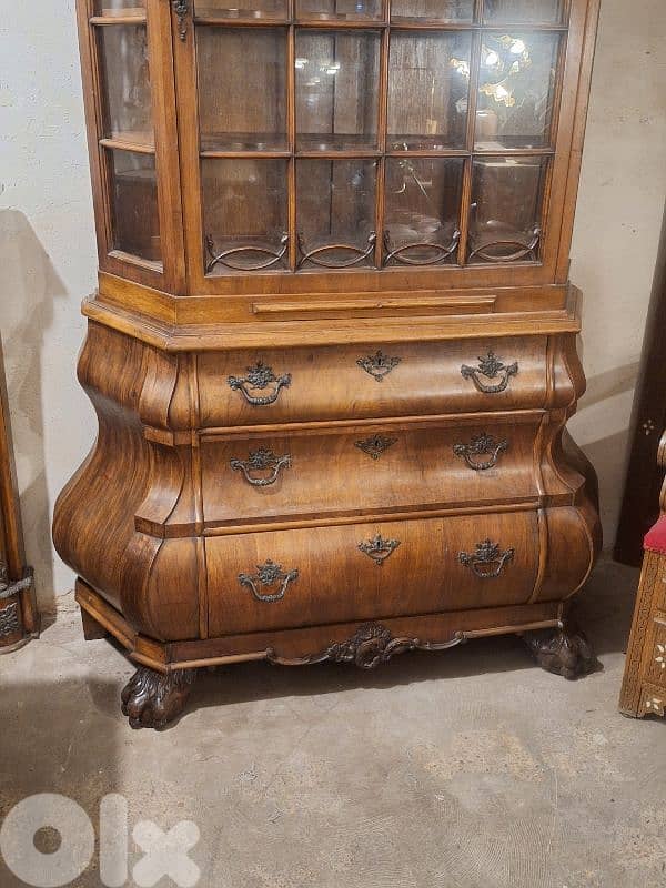 antique english massif wood vetrine showcase 1