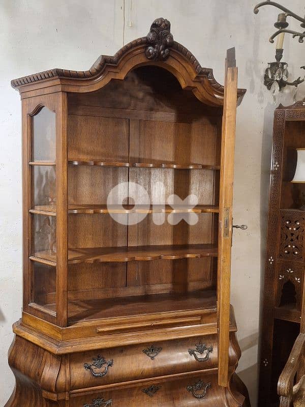 antique english massif wood vetrine showcase 4
