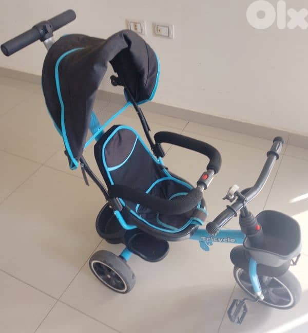 Foldable baby tricycle with parental push hand 0