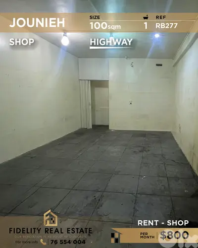 Shop for rent in Jounieh RB277 محل تجاري للإيجار في جونيه