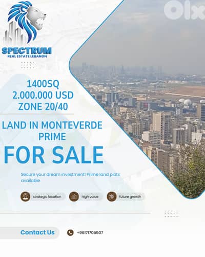 1400Sq LAND FOR SALE IN MONTEVERDE PRIME, ZONE 20/40, (MO-292) R. G