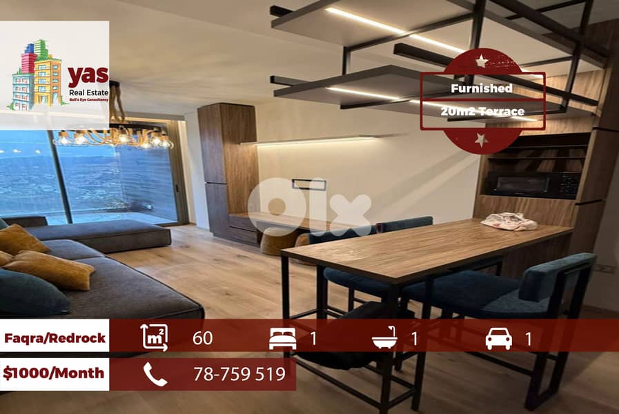 Faqra/Redrock 60m2 | 20m2 Terrace | Furnished Chalet | Calm Area | DA 0