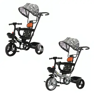 2 In 1 Kids Tricycle with Canopy - دراجة ثلاثية للأطفال ٢ في ١ مع مظلة