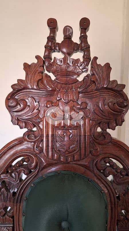 For Sale: Antique Hand-Carved Wooden Throne Chair 1