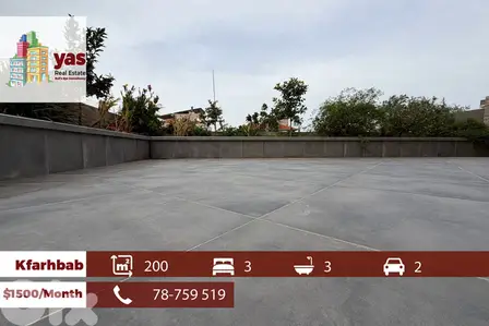 Kfarhbab 200m2 | 180m2 terrace | Rent  | Calm Street | New Flat |EH/IV