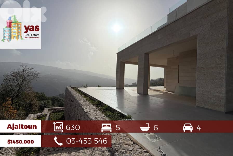 Ajaltoun 630m2 | Villa | 1100m2 Land | Panoramic View | High-End | 0