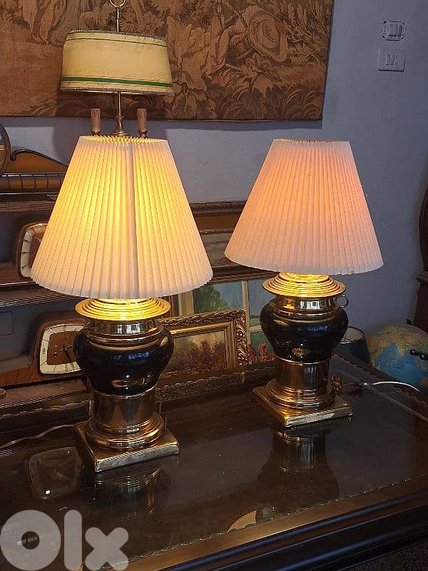 2 Mid-century modern brass lamps 1
