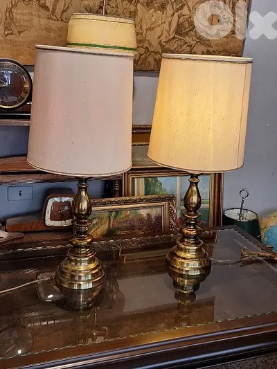 2 vintage large brass european lamps