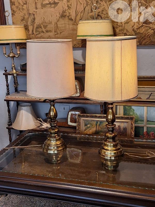 2 vintage large brass european lamps 1