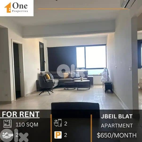 APARTMENT FOR RENT IN BLAT JBEIL (NEAR LAU) 0