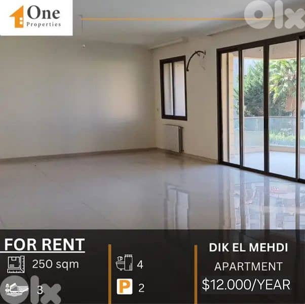 APARTMENT FOR RENT IN DIK EL MEHDI 0