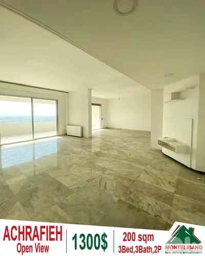 200 sqm Apartment For Rent in Achrafieh (أشرفية) with Open View