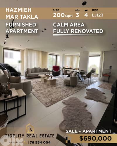 Apartment for sale in Hazmieh LJ123 شقة مفروشة للبيع في حازمية Apartment for sale in Hazmieh LJ123 شقة مفروشة للبيع في حازمية