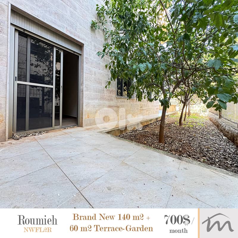 Roumieh | Brand New 2 Bedrooms Ap + 60m² Terrace-Garden | New Building 0